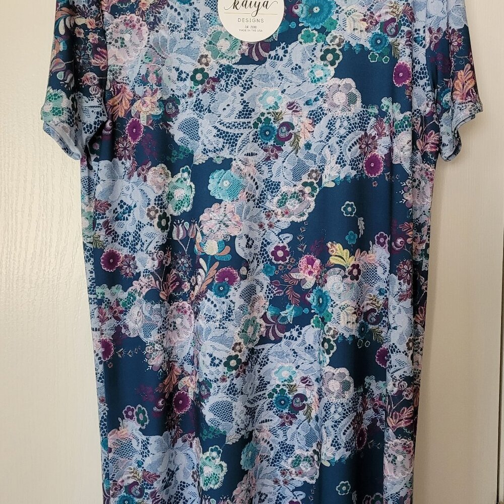 Kaiya Designs NWT “Ella” Turquoise Floral Dress Size‎ L